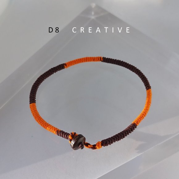 New men's jasper & sterling silver & Orange hand woven 3 pieces set bracelets - Picture 5 of 9